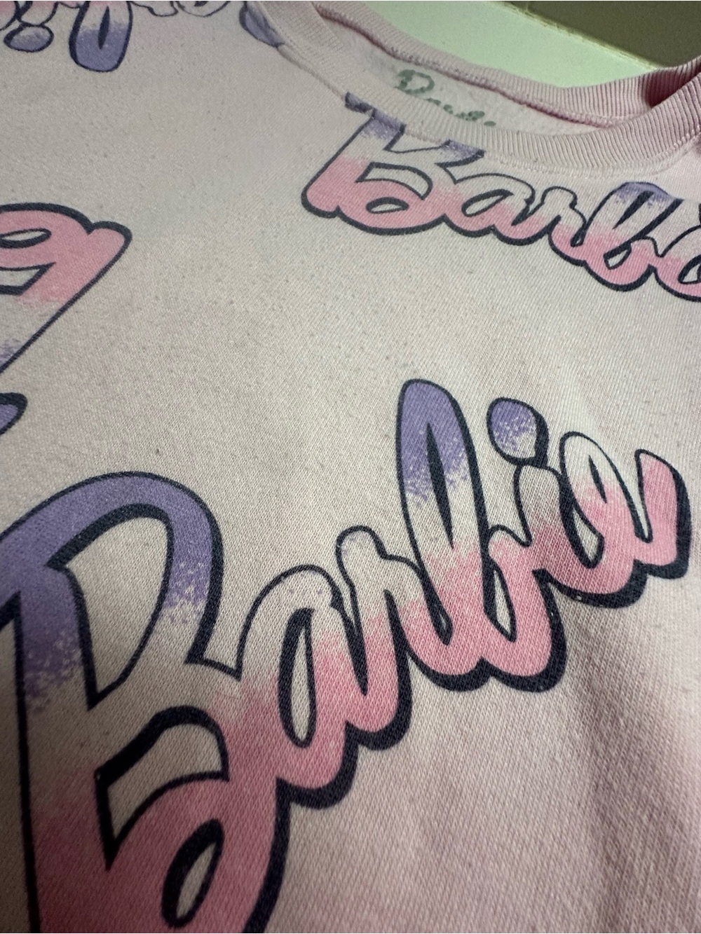 Barbie Light Pink Sweatshirt with Purple & Pink Logo Print - Picture 3 of 5